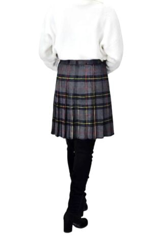 Kadın Ekose Kolej Etek Gri Lacivert ATATURK-38