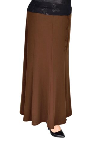 Kadın Kumaş Etek Lastikli Kemer Balık Model BGL-ST03327 KAHVE - 42