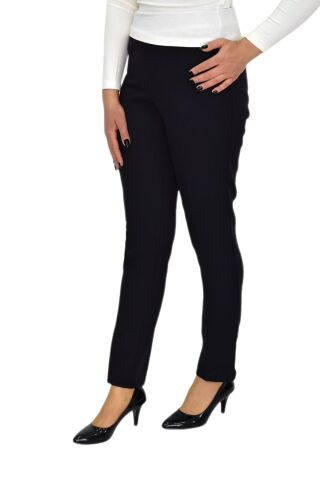 Kadın Paça Puntalı Beli Lastikli Kumaş Pantolon BGL-ST04323 SİYAH - 48