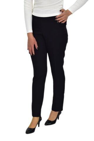 Kadın Paça Puntalı Beli Lastikli Kumaş Pantolon BGL-ST04323 SİYAH - 48