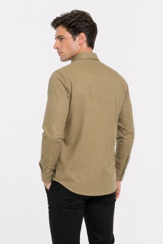 Erkek Spor Silim Fit Pamuklu Yazlık Gömlek BGL-ST05379 VİZON - L