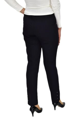 Kadın Paça Puntalı Beli Lastikli Kumaş Pantolon BGL-ST04323 SİYAH - 50