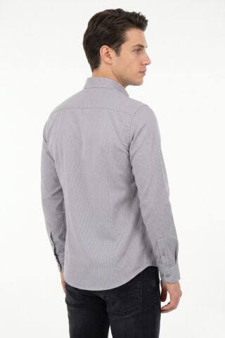 Erkek Spor Slim Fit Uzun Kol Petek Dokulu Gömlek BGL-ST05483 GRİ - 2XL