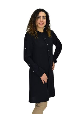 Kadın Köprü Dikişli Puntalı Tunik BGL-ST03600 SİYAH - 40
