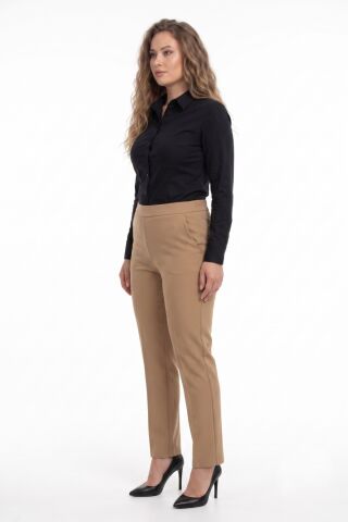 Kadın Kumaş Pantolon Kemer Lastikli BGL-ST04320 CAMEL - 52