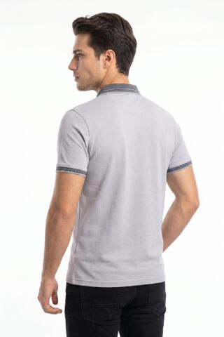 Erkek Polo Yaka Kısa Kollu Tişört Regular Kalıp T3000 BGL-ST05555 A.GRİ - M