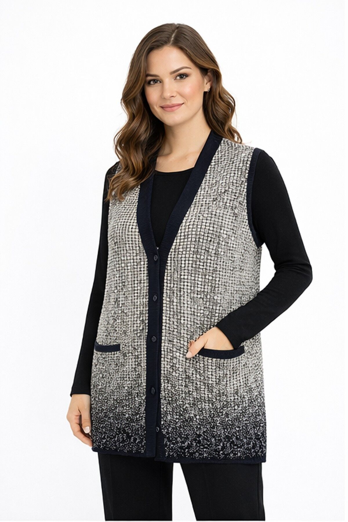 Kadın Anne Triko Yelek BGL-ST05292 KREM - XL