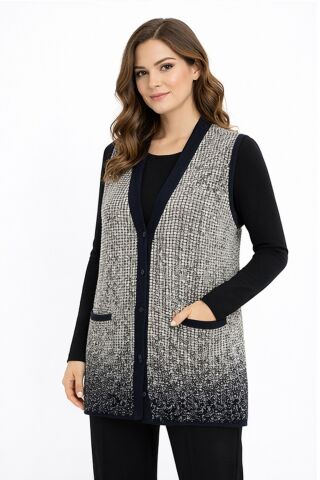 Kadın Anne Triko Yelek BGL-ST05292 KREM - XL