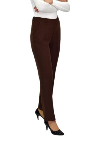 Kadın Kumaş Pantolon Kemer Lastikli BGL-ST04320 KAHVE - 44