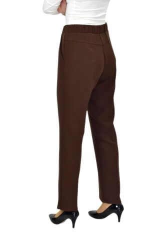 Kadın Kumaş Pantolon Kemer Lastikli BGL-ST04320 KAHVE - 44