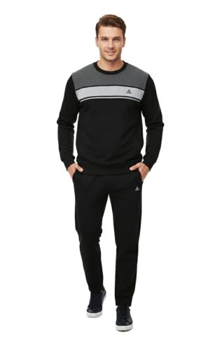 Erkek 3 İplik Sıfır Yaka Eşofman Takım 3295 BGL-ST04997 SİYAH - XL