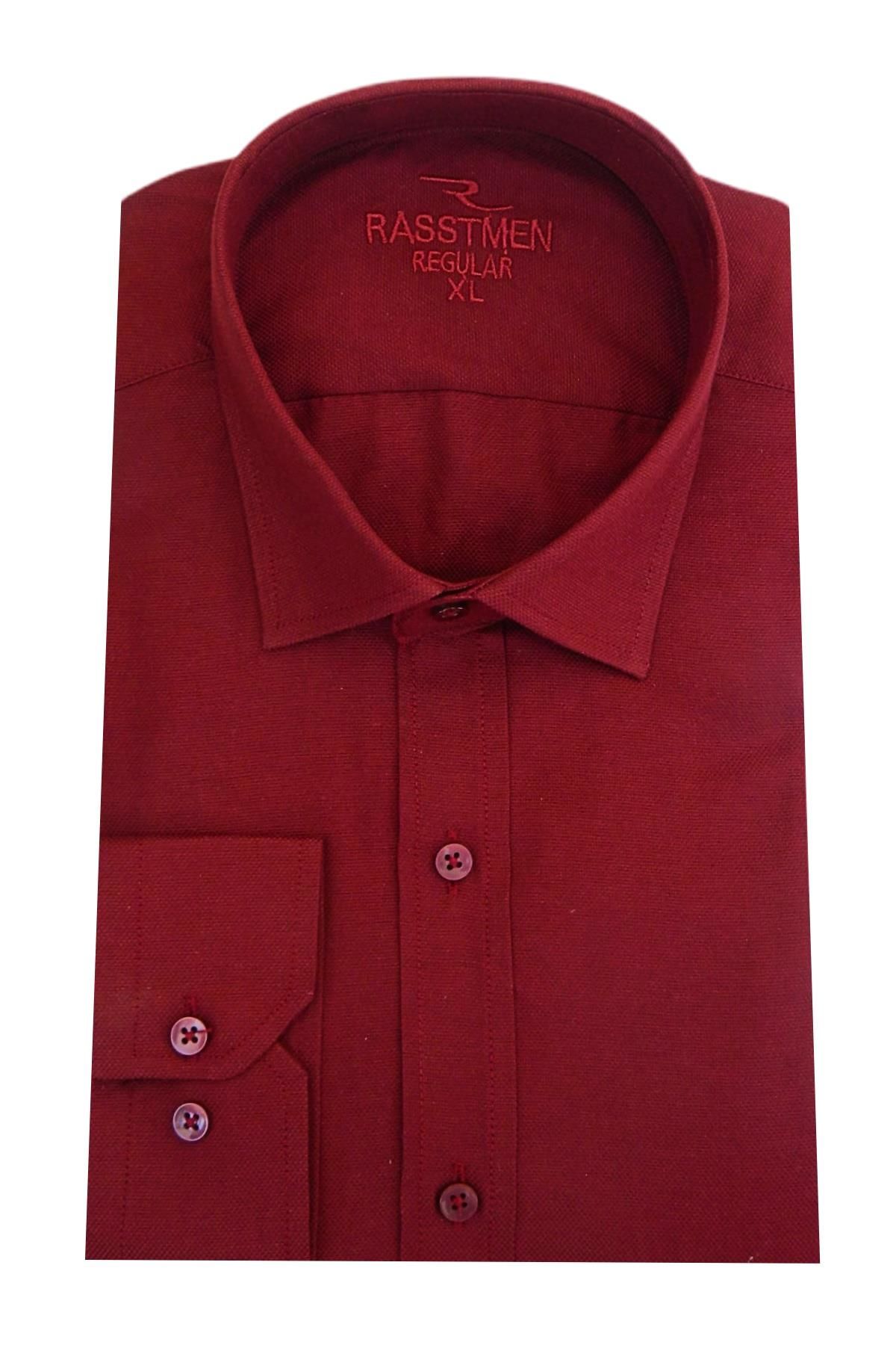Erkek Gömlek Uzun Kol Regular Fit Armürlü Cepsiz BGL-ST01464 BORDO - 2XL