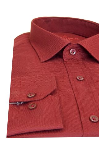 Erkek Gömlek Uzun Kol Regular Fit Armürlü Cepsiz BGL-ST01464 BORDO - 2XL