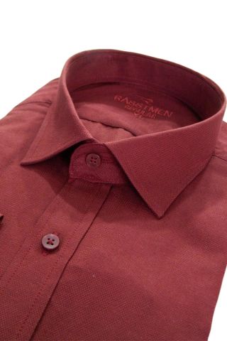 Erkek Gömlek Uzun Kol Regular Fit Armürlü Cepsiz BGL-ST01464 BORDO - 2XL
