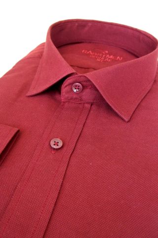 Erkek Gömlek Uzun Kol Regular Fit Armürlü Cepsiz BGL-ST01464 BORDO - 2XL