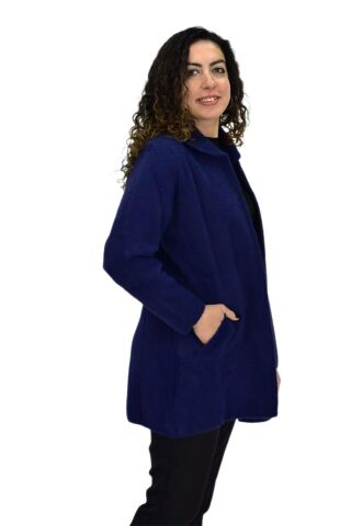 Kadın Tiriko Fermuarlı Cepli Hırka 2479 BGL-ST04075 LACİVERT - 2XL