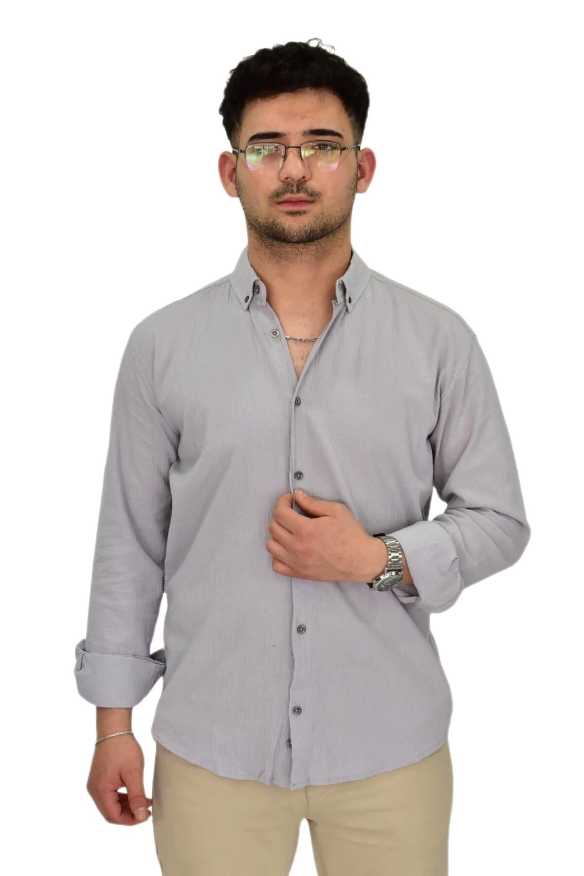 Erkek Spor Gömlek Regular Fit 9630 BGL-ST04413 GRİ - S