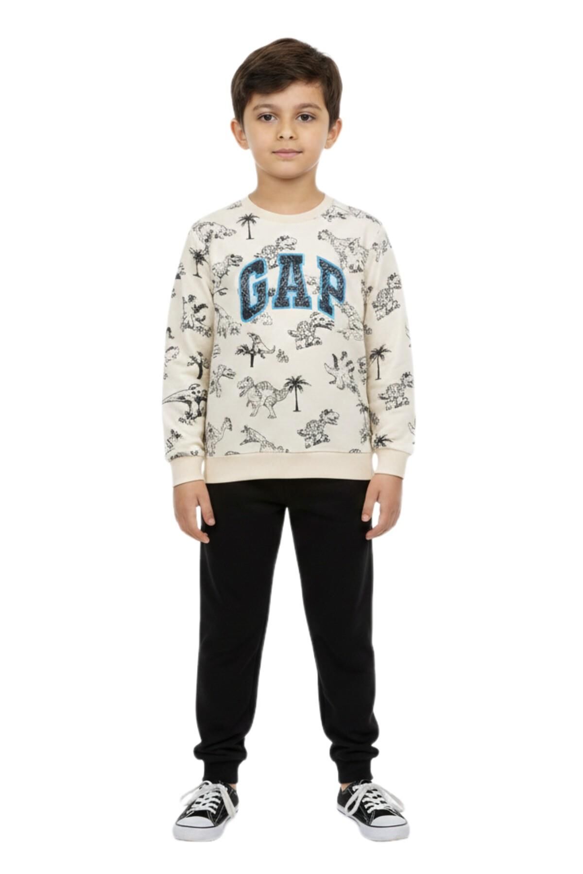 Erkek Çocuk Önü Baskılı Sweatshirt Ve Eşofman Alt Takım BGL-ST05251 LACİVERT - 8 YAŞ