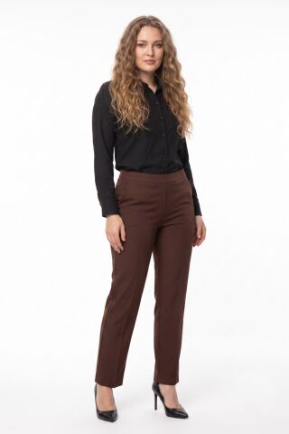 Kadın Kumaş Pantolon Kemer Lastikli BGL-ST04320 KAHVE - 50