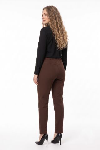 Kadın Kumaş Pantolon Kemer Lastikli BGL-ST04320 KAHVE - 50