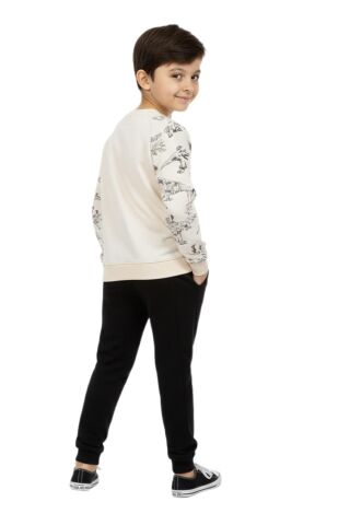 Erkek Çocuk Önü Baskılı Sweatshirt Ve Eşofman Alt Takım BGL-ST05251 LACİVERT - 9 YAŞ