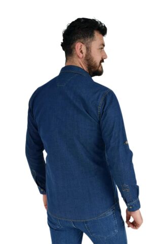 Erkek Kot Çift Cepli Gömlek Silim Fit BGL-ST02756 MAVİ - S