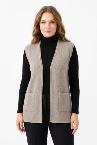 Kadın Anne Triko Yelek Kabartma Desen BGL-ST05300