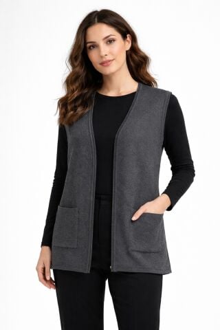 Kadın Anne Triko Yelek Kabartma Desen BGL-ST05300