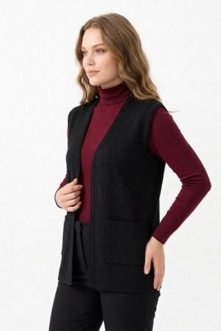 Kadın Anne Triko Yelek Kabartma Desen BGL-ST05300