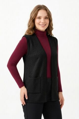 Kadın Anne Triko Yelek Kabartma Desen BGL-ST05300