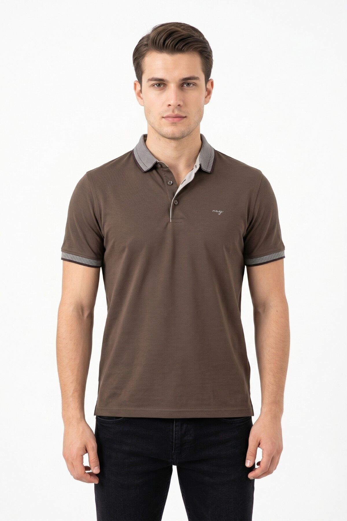 Erkek Polo Yaka Kısa Kollu Tişört Regular Kalıp T3000 BGL-ST05555 A.KAHVE - XL
