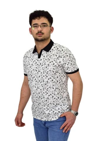 Erkek Polo Yaka Baskılı Pike Tişört 10600 BGL-ST04539 HAKİ - 2XL