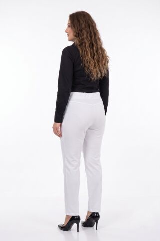 Kadın Kumaş Pantolon Kemer Lastikli BGL-ST04320 KREM - 42