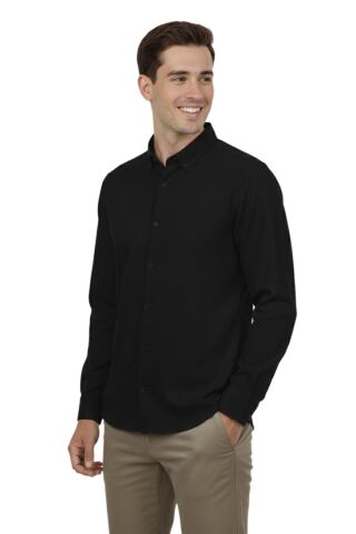 Erkek Spor Slim Fit Uzun Kol Petek Fitilli Gömlek BGL-ST04824 SİYAH - 2XL
