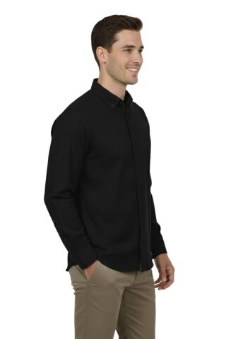 Erkek Spor Slim Fit Uzun Kol Petek Fitilli Gömlek BGL-ST04824 SİYAH - 2XL