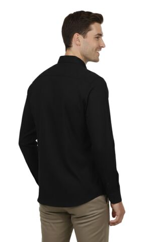 Erkek Spor Slim Fit Uzun Kol Petek Fitilli Gömlek BGL-ST04824 SİYAH - 2XL