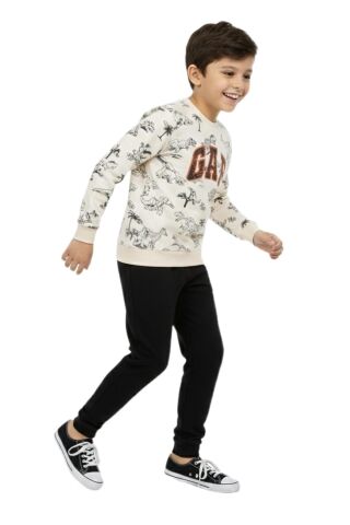 Erkek Çocuk Önü Baskılı Sweatshirt Ve Eşofman Alt Takım BGL-ST05251 SİYAH - 9 YAŞ