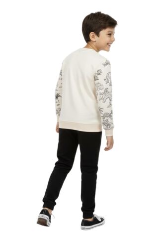 Erkek Çocuk Önü Baskılı Sweatshirt Ve Eşofman Alt Takım BGL-ST05251 SİYAH - 9 YAŞ
