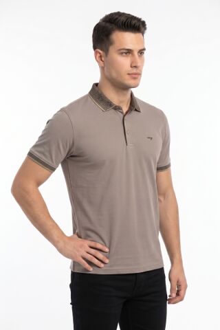 Erkek Polo Yaka Kısa Kollu Tişört Regular Kalıp T3000 BGL-ST05555 BEJ - L