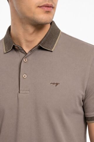 Erkek Polo Yaka Kısa Kollu Tişört Regular Kalıp T3000 BGL-ST05555 BEJ - L