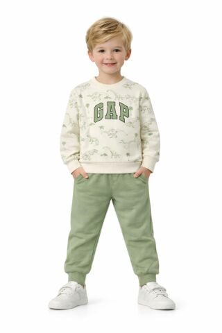Erkek Çocuk Önü Baskılı Sweatshirt Ve Eşofman Alt Takım BGL-ST05252