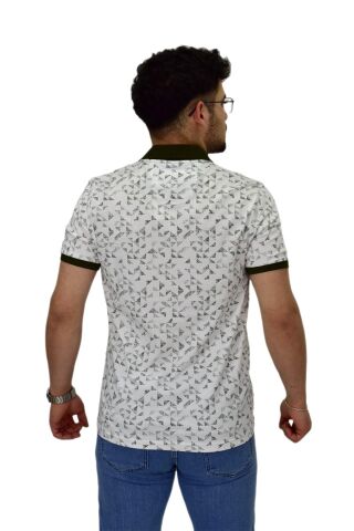 Erkek Polo Yaka Baskılı Pike Tişört 10600 BGL-ST04539 HAKİ - 2XL