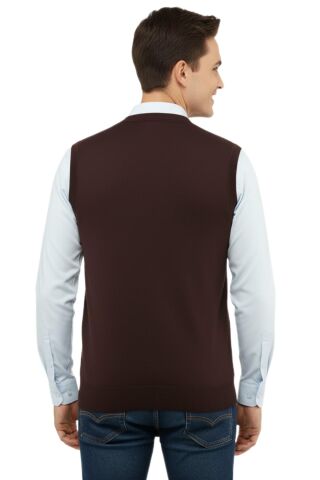 Erkek Büyük Beden V Yaka Süveter Çelik Örgü 5208H BGL-ST04961 BORDO - 5XL
