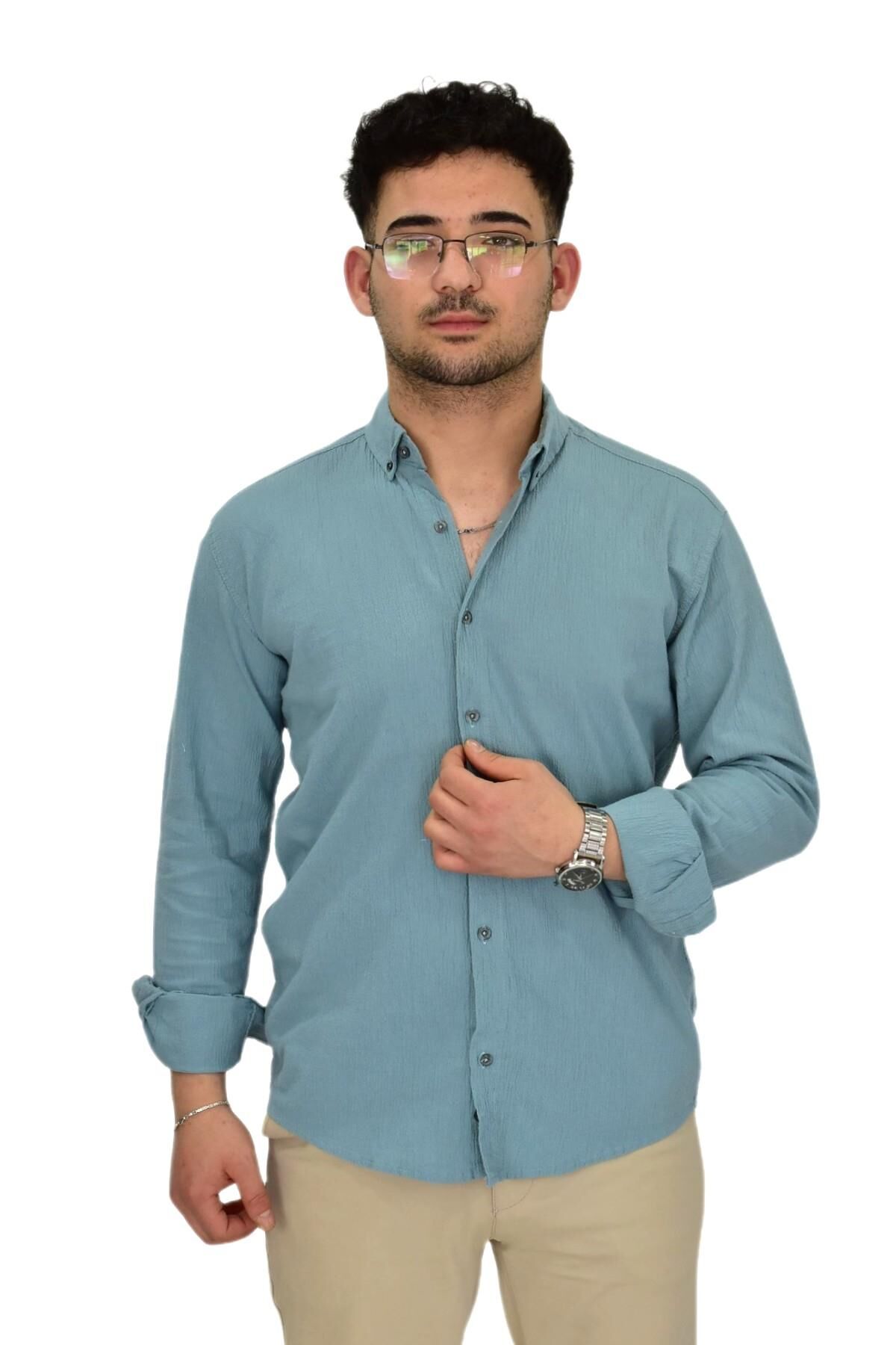 Erkek Spor Gömlek Regular Fit 9630 BGL-ST04413 MİNT-YEŞİLİ - 2XL