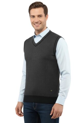Erkek Büyük Beden V Yaka Süveter Çelik Örgü 5208H BGL-ST04961 LACİVERT - 3XL