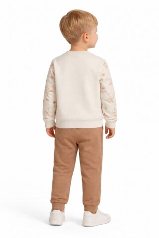 Erkek Çocuk Önü Baskılı Sweatshirt Ve Eşofman Alt Takım BGL-ST05252 CAMEL - 5 Yaş