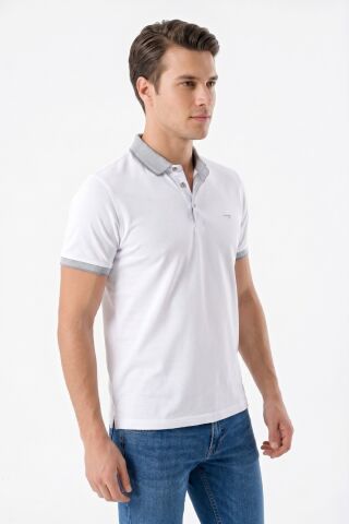 Erkek Polo Yaka Kısa Kollu Tişört Regular Kalıp T3000 BGL-ST05555 BEYAZ - L