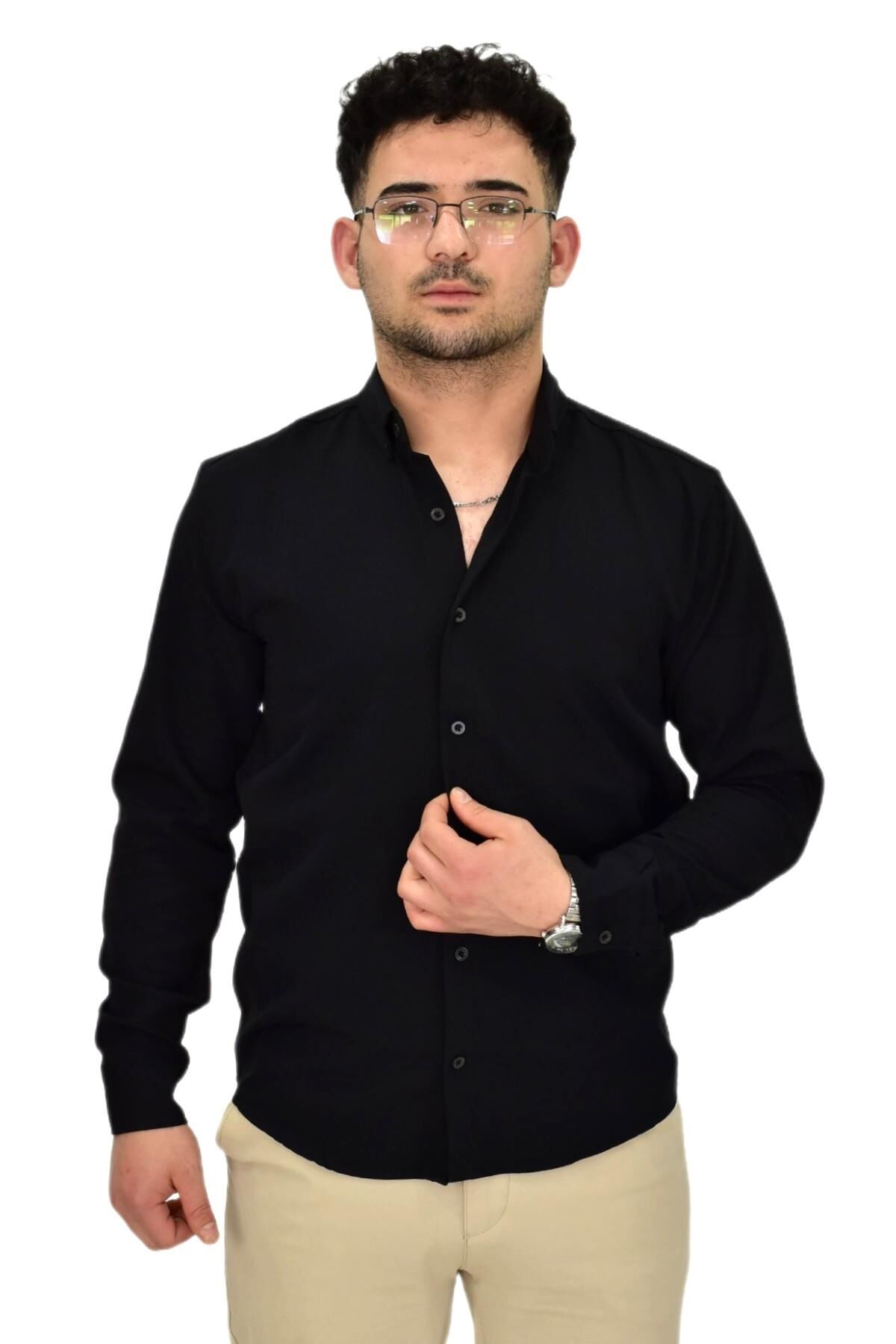Erkek Spor Gömlek Regular Fit 9630 BGL-ST04413 SİYAH - S