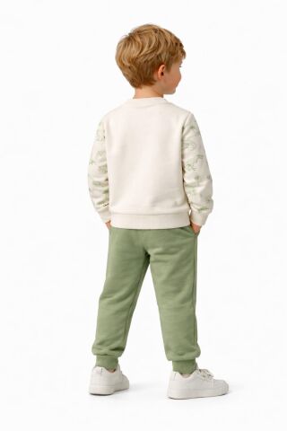 Erkek Çocuk Önü Baskılı Sweatshirt Ve Eşofman Alt Takım BGL-ST05252 YEŞİL - 3 YAŞ