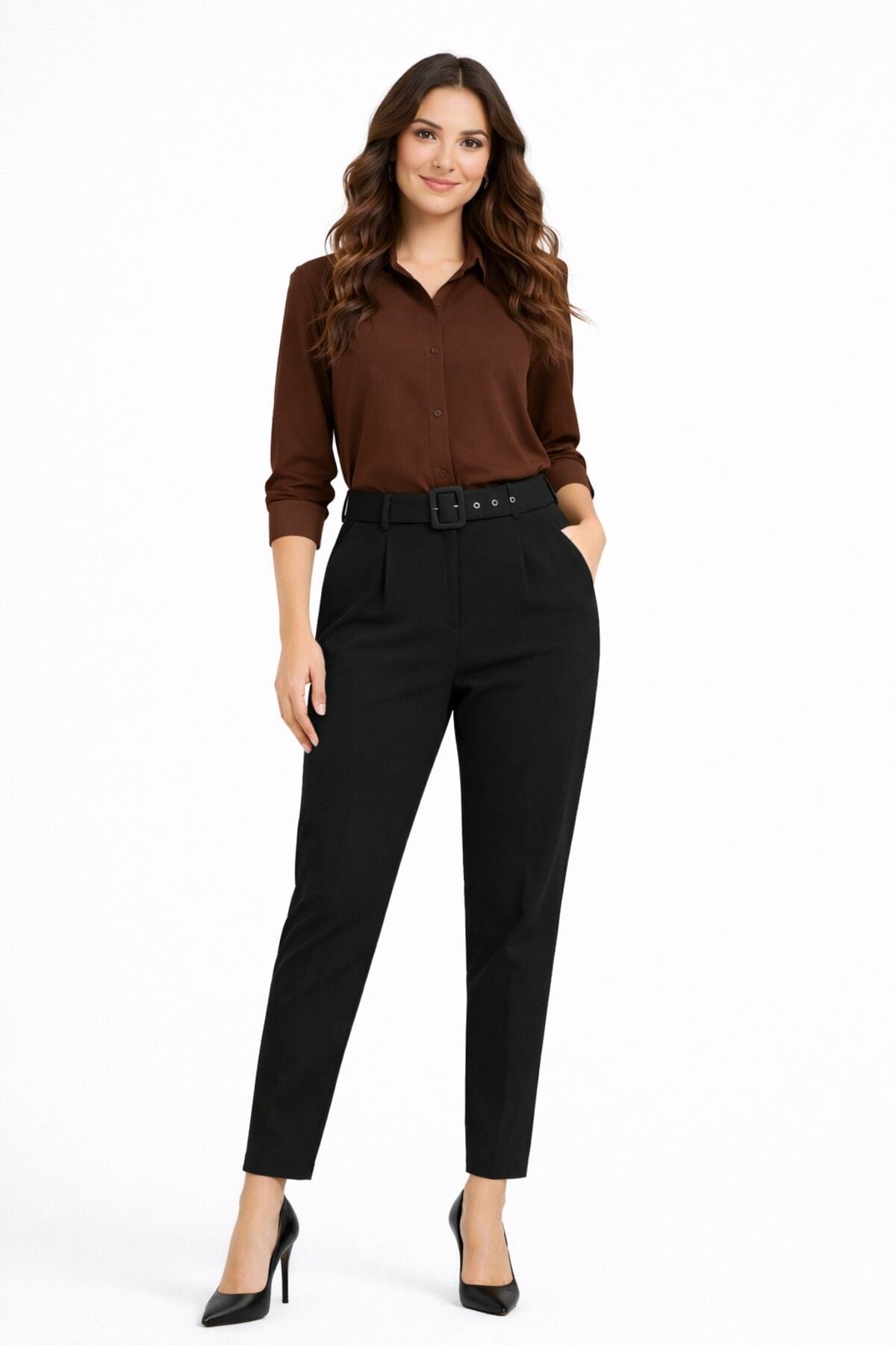 Kadın Kemerli Bilek Pantolon BGL-ST03690